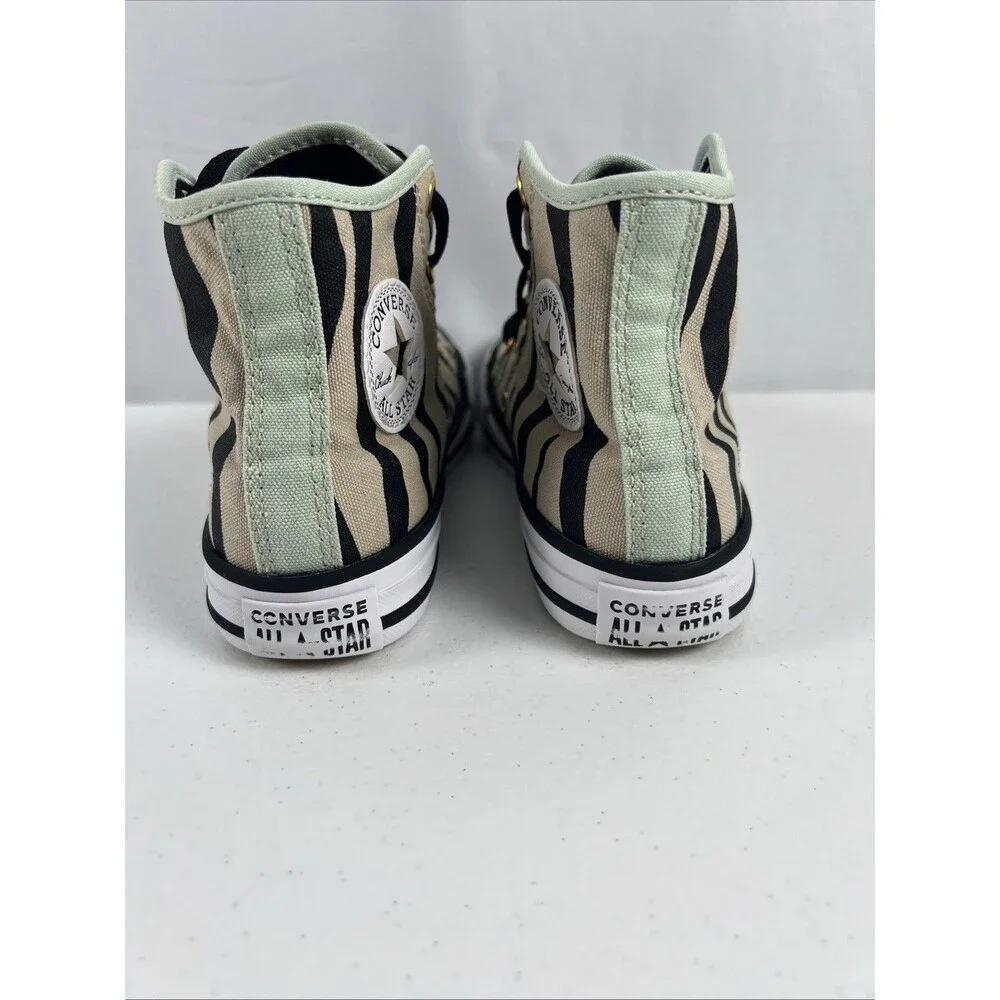 Converse Chuck Taylor All Star High Zebra Sneakers with Green Trim Size 1